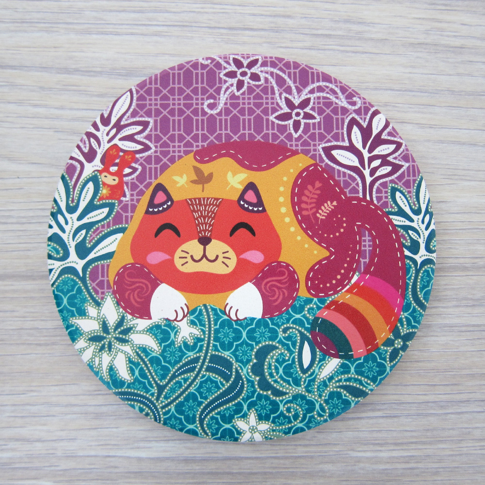 Colourful Happy Cat Coaster – PippiRabbit
